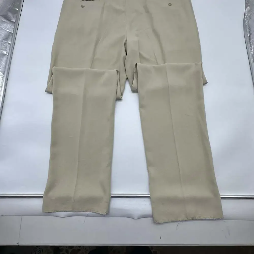 Coconut Grove Mens Size 42 Unfinished Hem Beige 100% Silk Pleated Suit Pants NWT